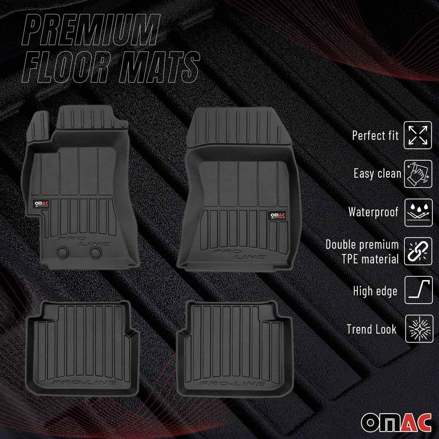 OMAC OMAC Premium Floor Mats for Subaru Impreza WRX 2008-2014 Waterproof Heavy Duty '6897454