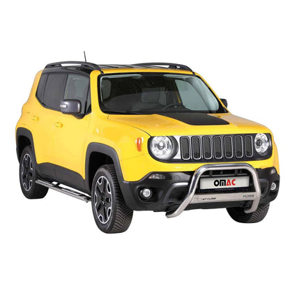 OMAC Bull Bar Push Front Bumper Grille for Jeep Renegade Trailhawk 2015-2018 Silver 1708MSBB087T