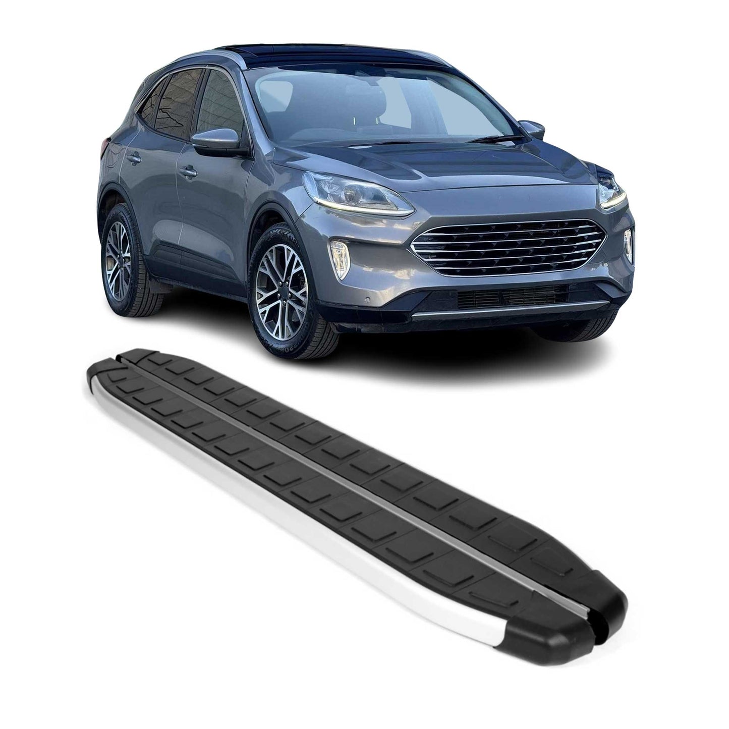2020-2025 Ford Escape Running Boards Side Steps Silver & Black