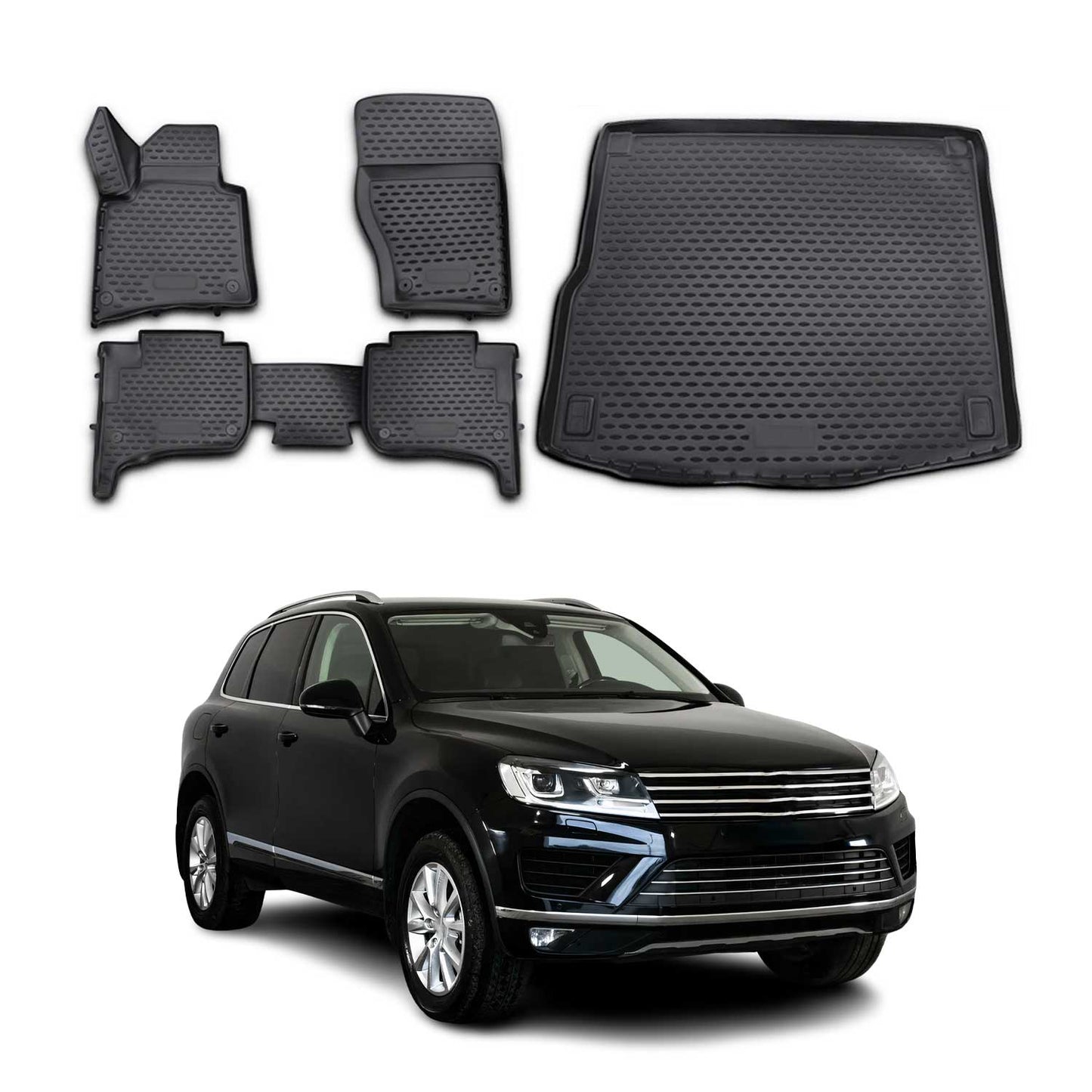 2011-2018 VW Touareg Floor Mats & Cargo Liner Full Set All Weather Black
