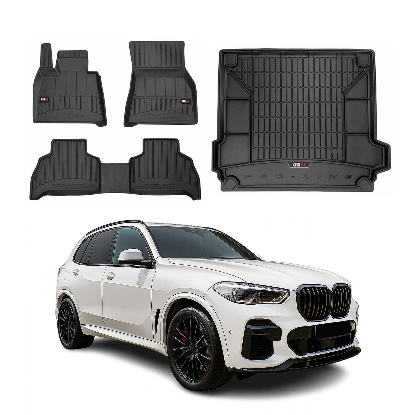 2019-2025 BMW X5 G05 Premium Floor Mats & Cargo Liner Full Set All Weather Heavy Duty Black