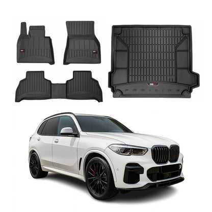 2019-2025 BMW X5 G05 Premium Floor Mats & Cargo Liner Full Set All Weather Heavy Duty Black