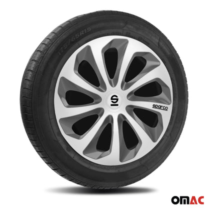 OMAC 14" Sparco Sicilia Wheel Covers Hubcaps Silver Gray 4 Pcs 96SPC1473SVGR