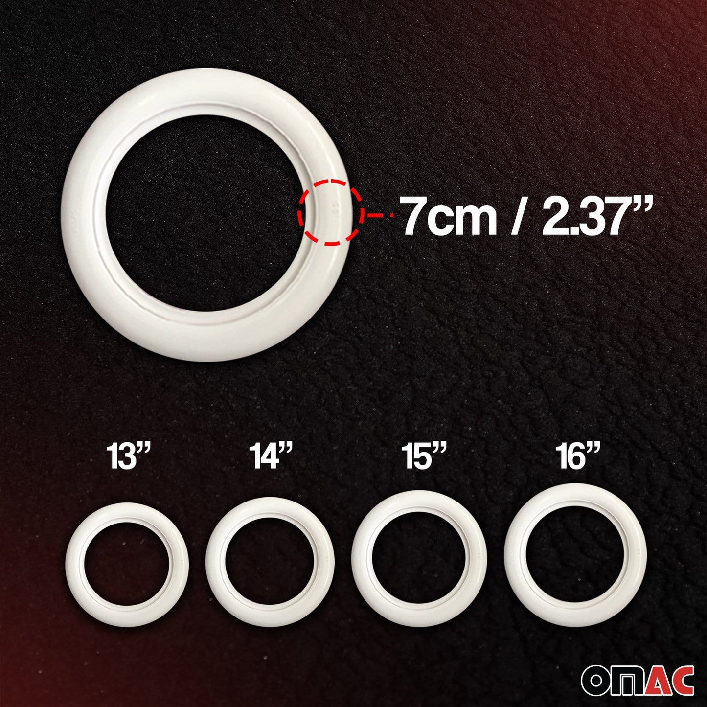 OMAC 16" Tire Wall Portawall Rims Sidewall Rubber Ring for Toyota Set White 4x U023810