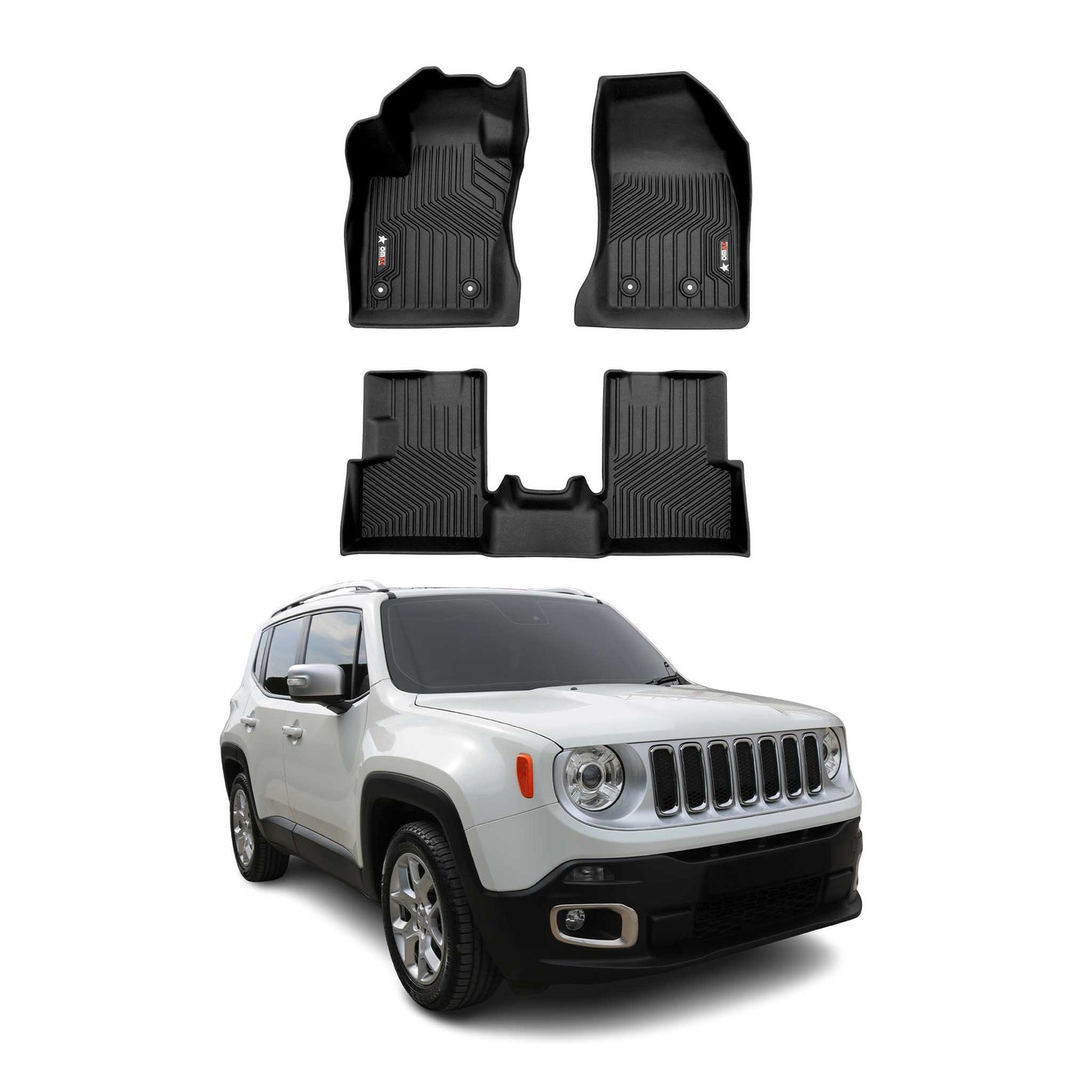 2015-2023 Jeep Renegade Premium Floor Mats Liners First and Second Row Set Black