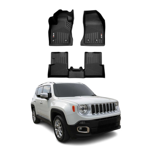 2015-2023 Jeep Renegade Premium Floor Mats Liners First and Second Row Set Black