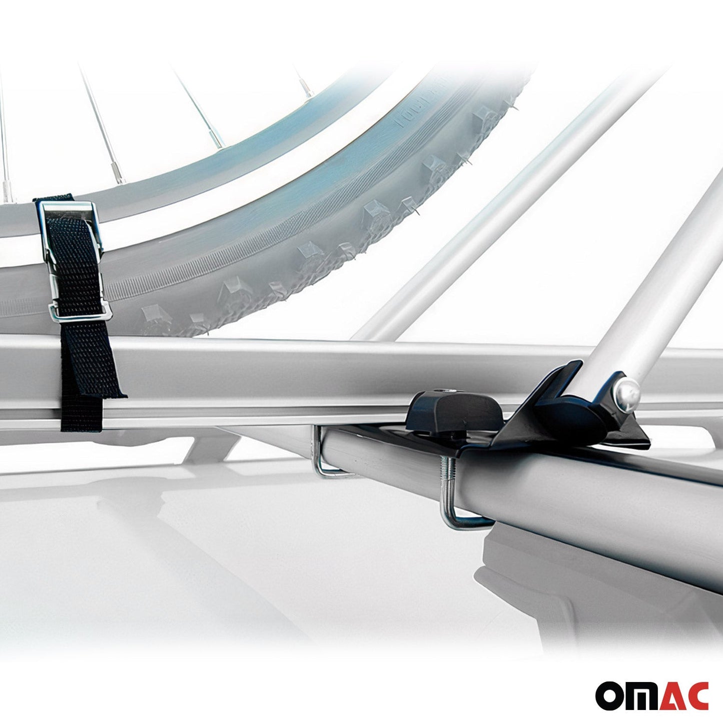 OMAC Bike Rack Carrier Roof Racks Set fits Toyota Yaris Verso 1999-2005 Gray 3x U020749