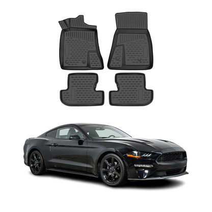 2015-2023 Ford Mustang Floor Mats Liners Full Set All Weather Black