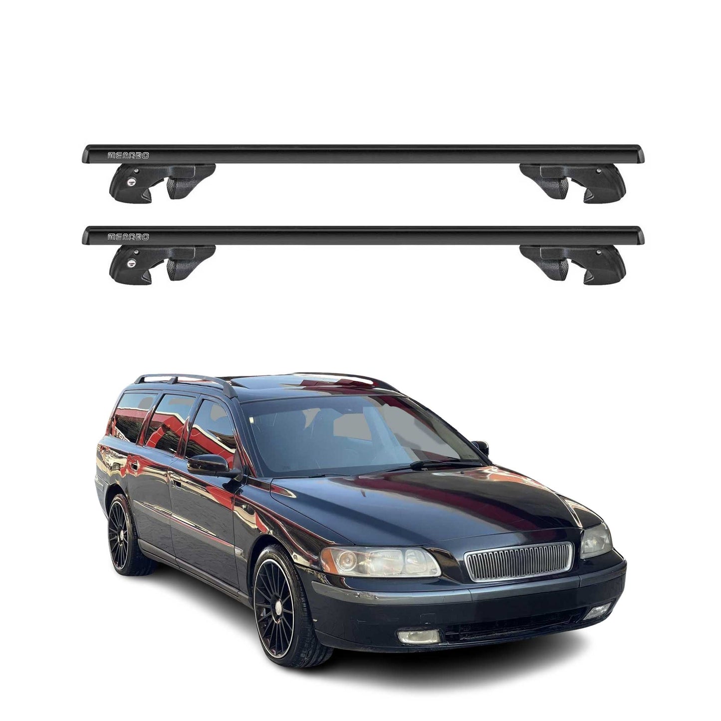 2001-2007 Volvo V70 Roof Rack Cross Bars Black
