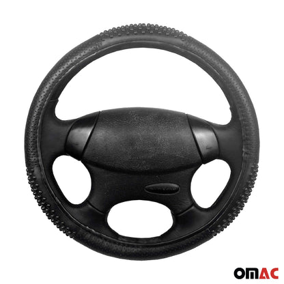 14.5-15.5’’ Steering Wheel Cover Black Leather Anti-slip Breathable