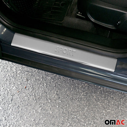 OMAC Universal Chrome Door Sill Cover Scuff Protector Plate Trim Sport 4 Pcs 2618091S