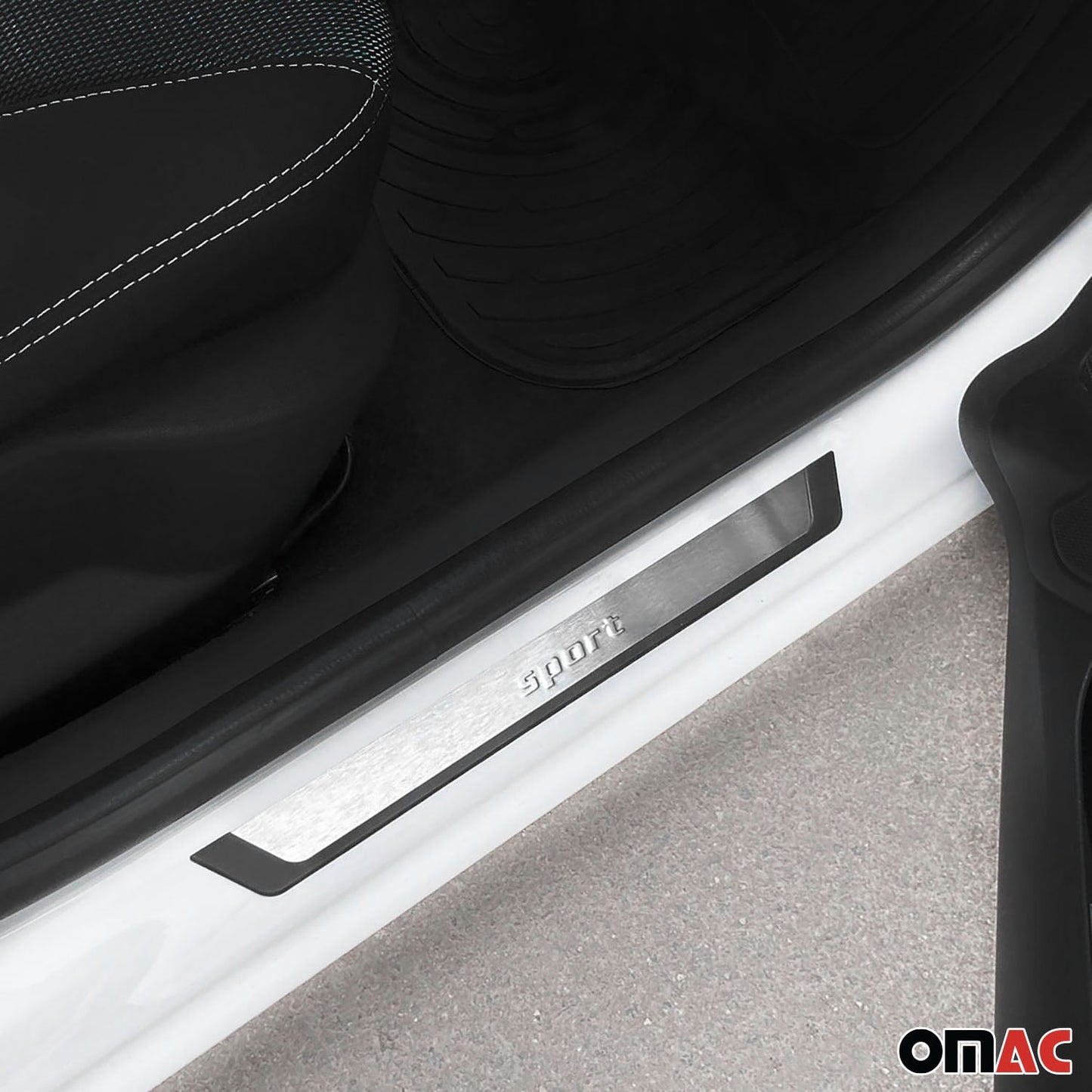 OMAC Door Sill Scuff Plate Scratch Protector for Hyundai Venue Sport Steel Silver 4x U013734