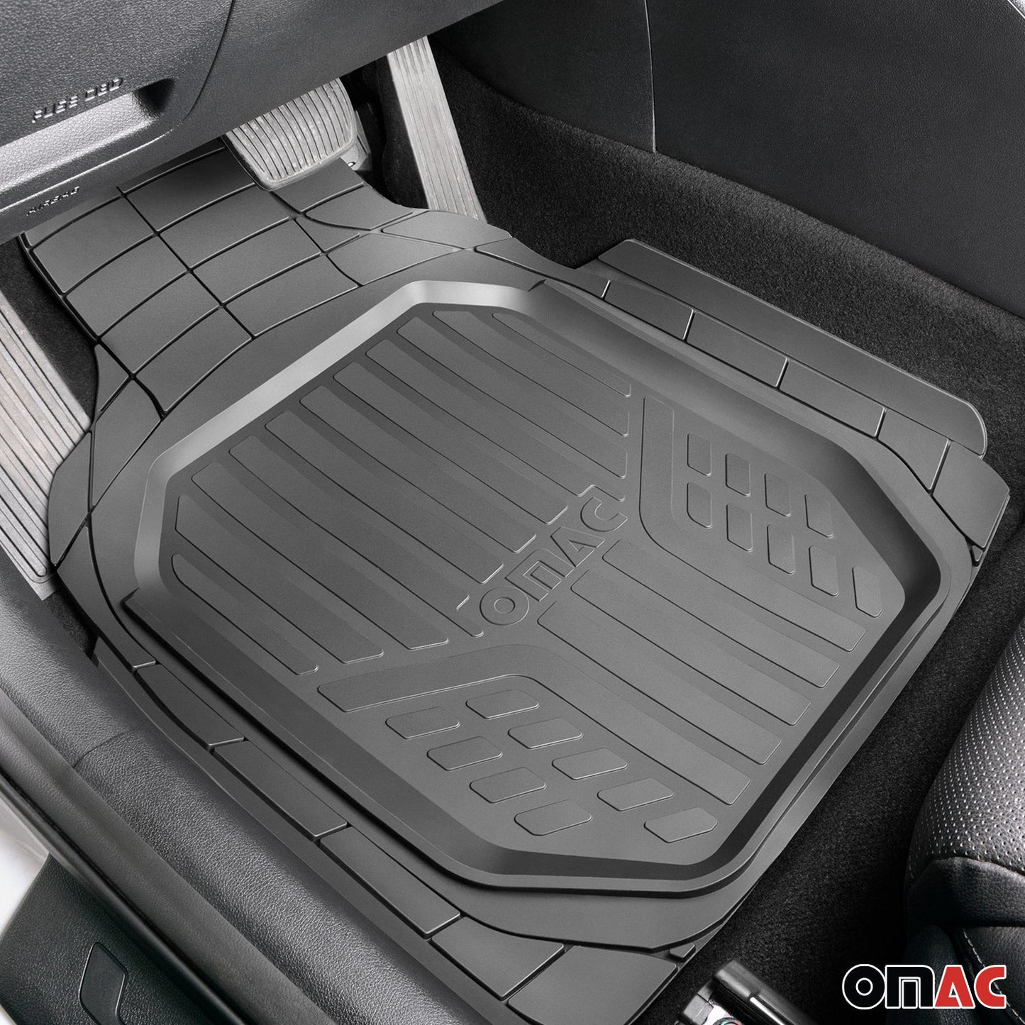 OMAC Trimmable Floor Mats Liner Waterproof for Mercedes E Class Rubber Black 4Pcs A058341