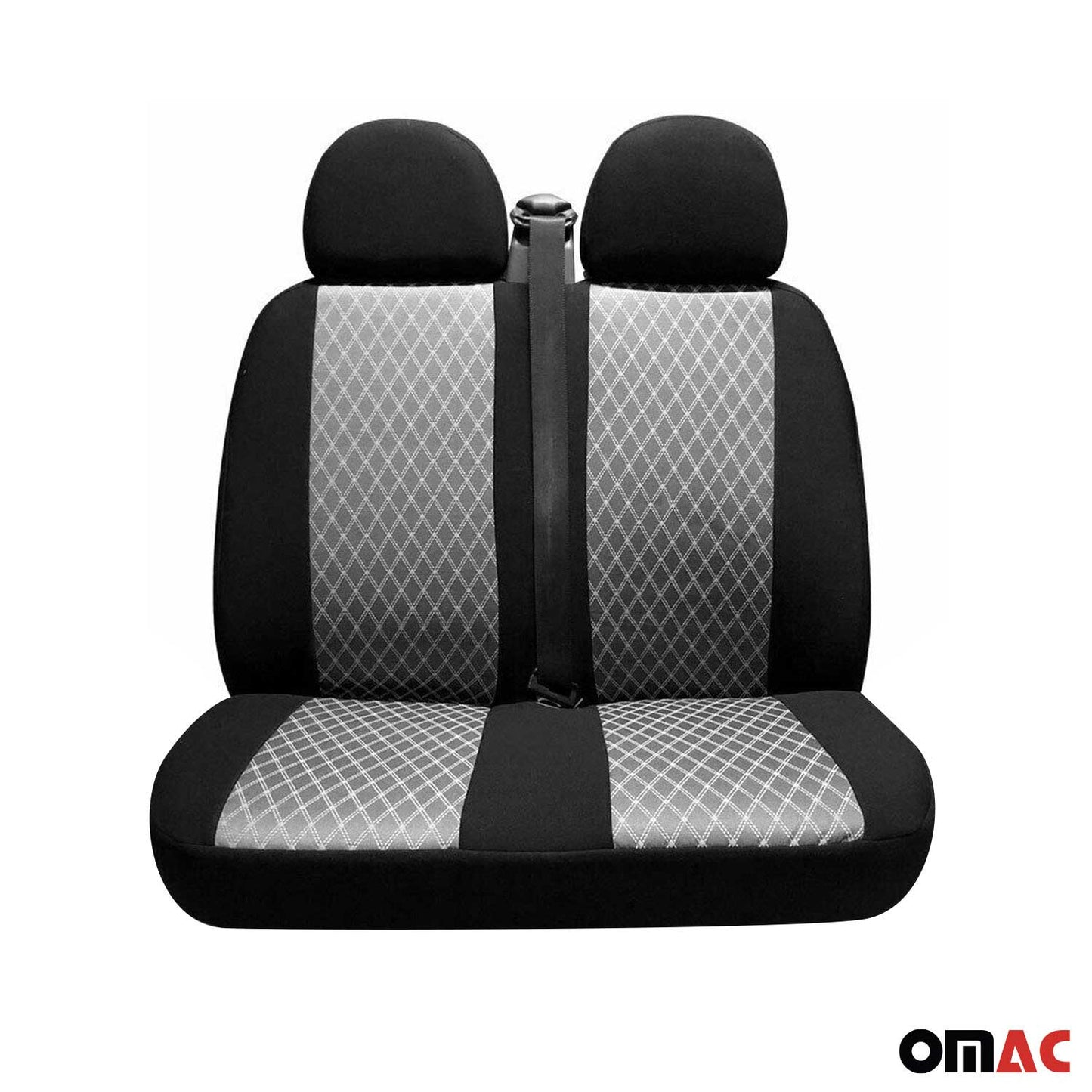 OMAC Front Car Seat Covers for Mercedes Metris 2016-2024 Grey & Black 2+1 Set A009628