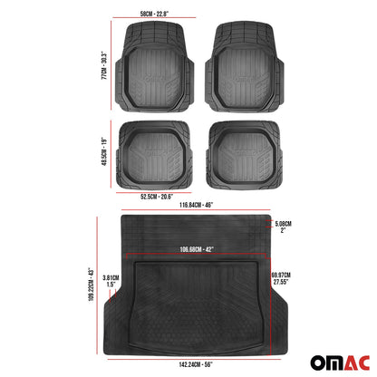 Kia Forte Semi-Custom fit 3D Floor Mats & Cargo Liner Waterproof 3D Black 6x