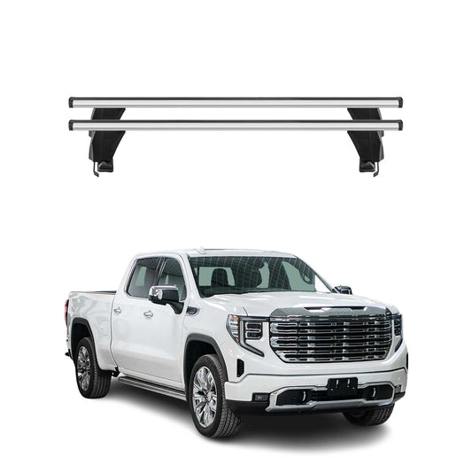 2019-2026 GMC Sierra 1500 2500HD 3500HD / Sierra EV Roof Rack Cross Bars Silver