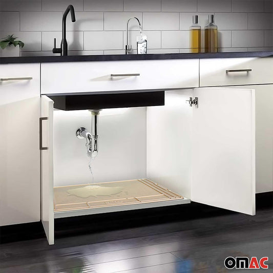 2x High Quality Kitchen Under Sink Cabinet Protection Mat Waterproof Beige