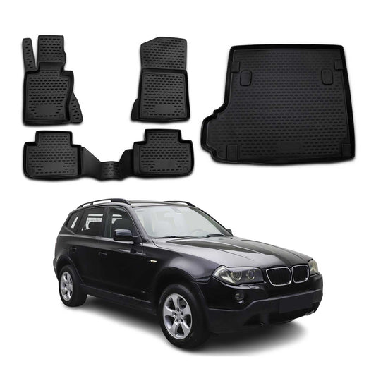 2004-2010 BMW X3 E83 Floor Mats & Cargo Liner Full Set All Weather Black