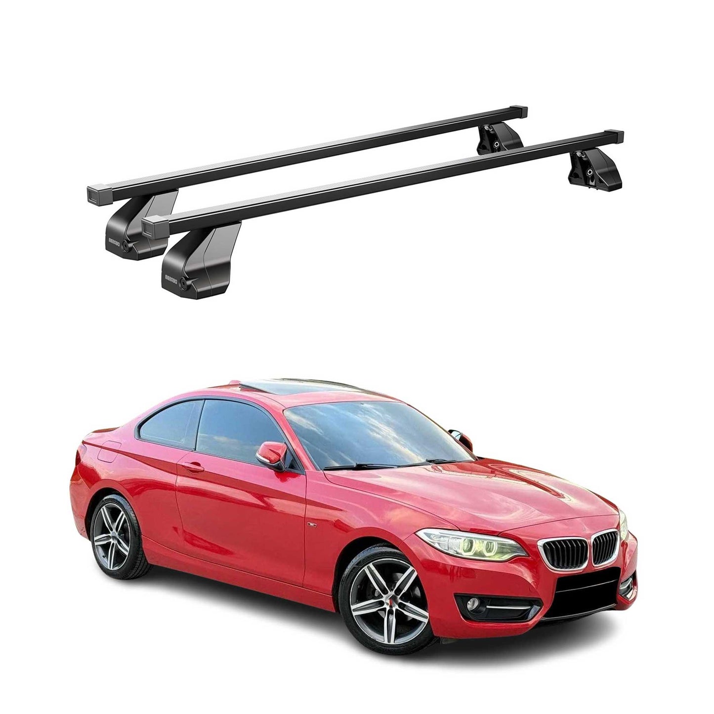 2014-2021 BMW 2 Series F22 Coupe Roof Rack Cross Bars Black