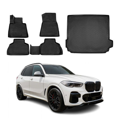 2019-2025 BMW X5 G05 Floor Mats & Cargo Liner Full Set All Weather Black