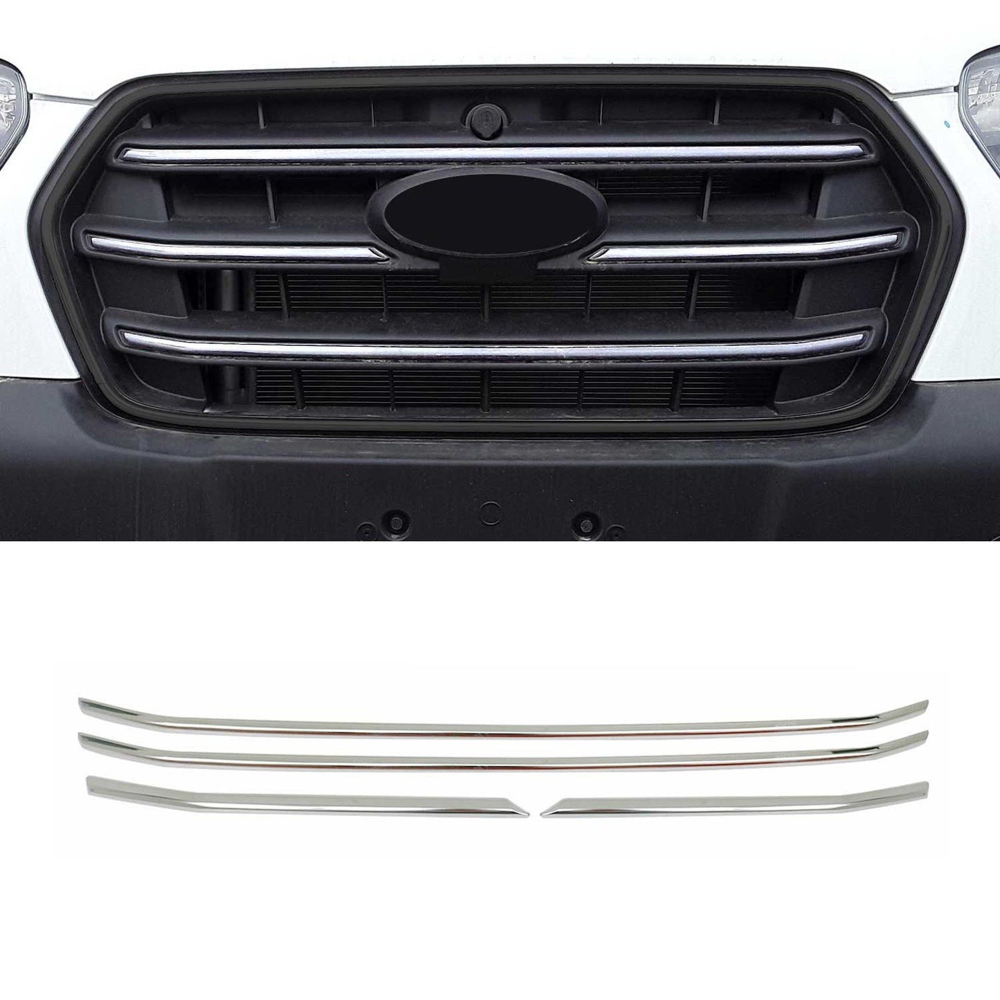2021-2025 Ford Transit Front Bumper Grill Trim Molding Stainless Steel Silver 4 Pcs
