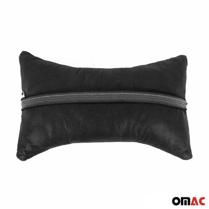 OMAC 2x Car Seat Neck Pillow Head Shoulder Rest Pad Fabric and PU Leather Grey Black SET96312-GS1