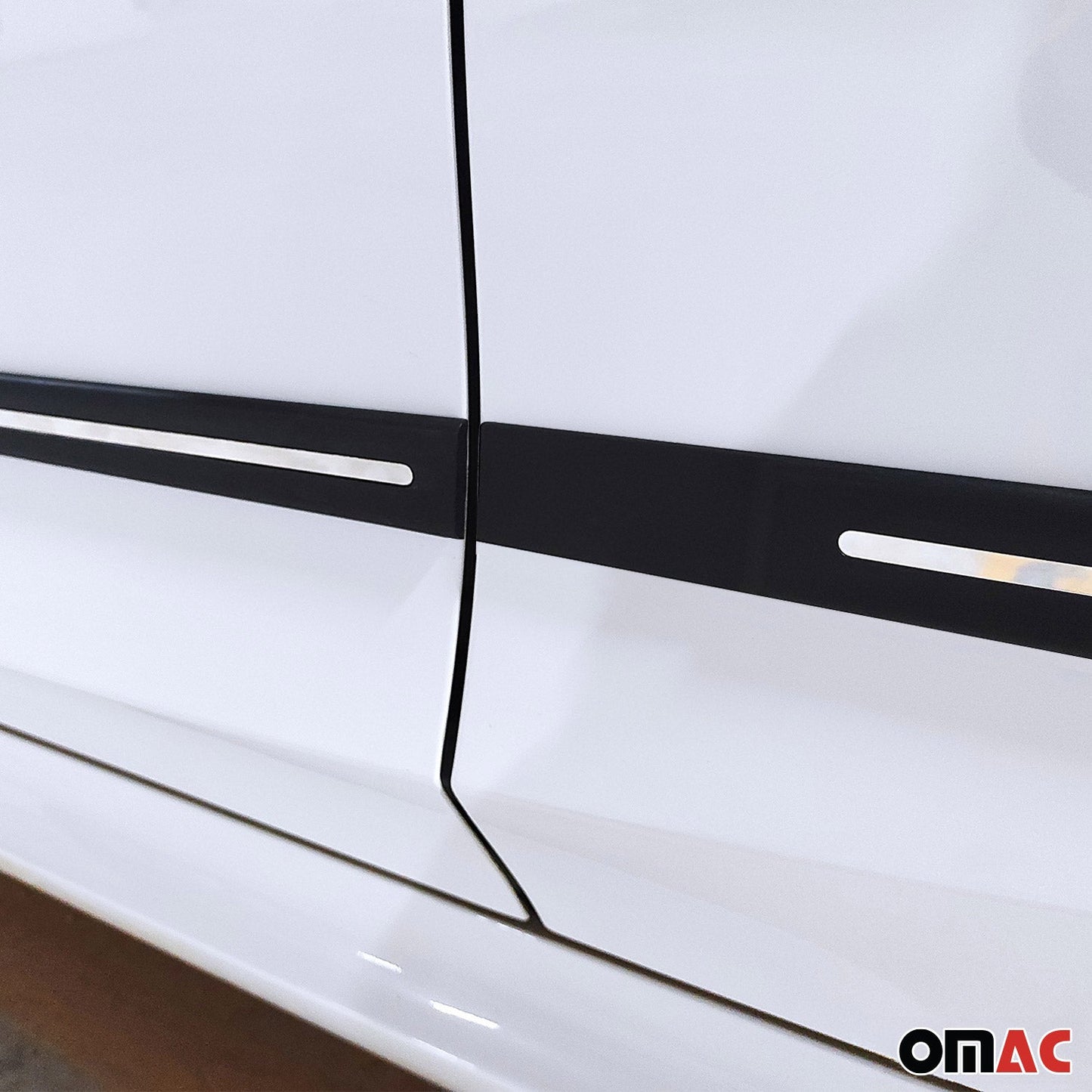 OMAC Side Door Protector Black and S.Steel Trim Cover Accessory for Mercedes Benz U021896