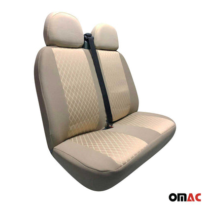 OMAC Universal Front Car Seat Covers Protector Beige 2 Pcs Fabric 96311BB1-SET