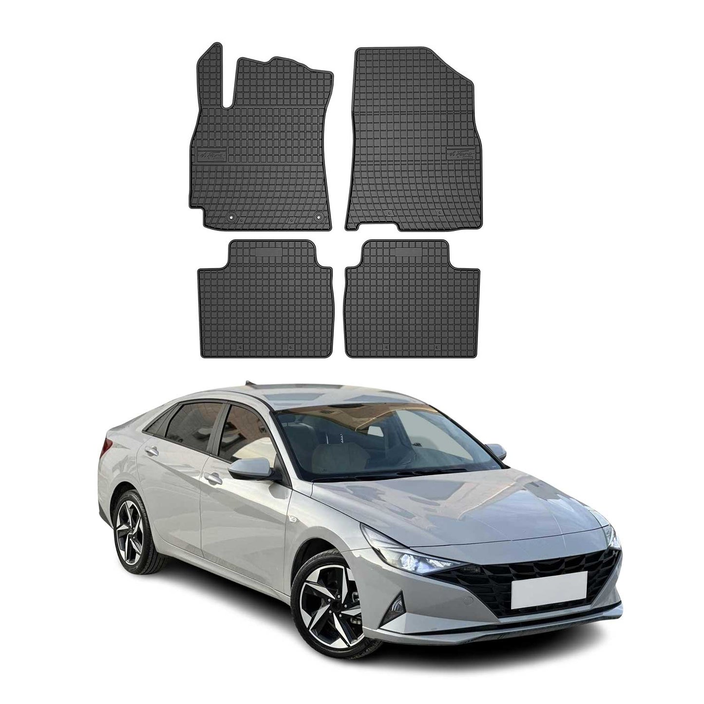 2021-2025 Hyundai Elantra Floor Mats Liners Full Set All Weather Rubber Black