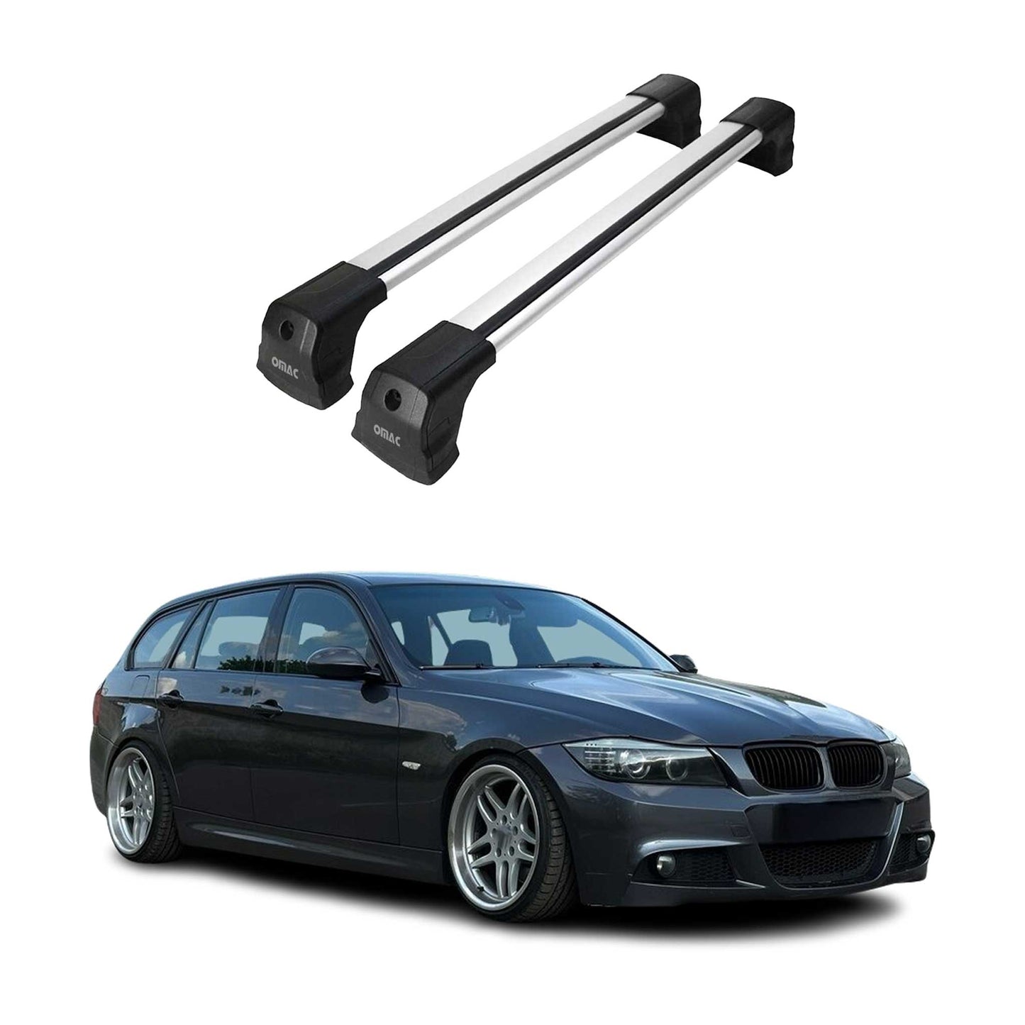 2012-2019 BMW 3 Series F30 Sedan Roof Rack Cross Bars Silver