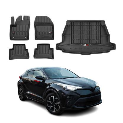 2018-2022 Toyota C-HR Premium Floor Mats & Cargo Liner Full Set All Weather Heavy Duty Black