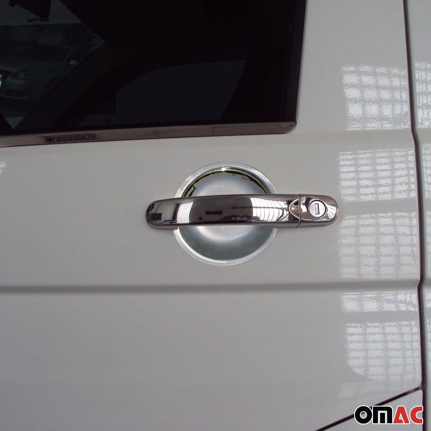 OMAC Car Door Handle Bowl Cover Protector for VW T5 Transporter 2003-15 Steel Chrome '7522046