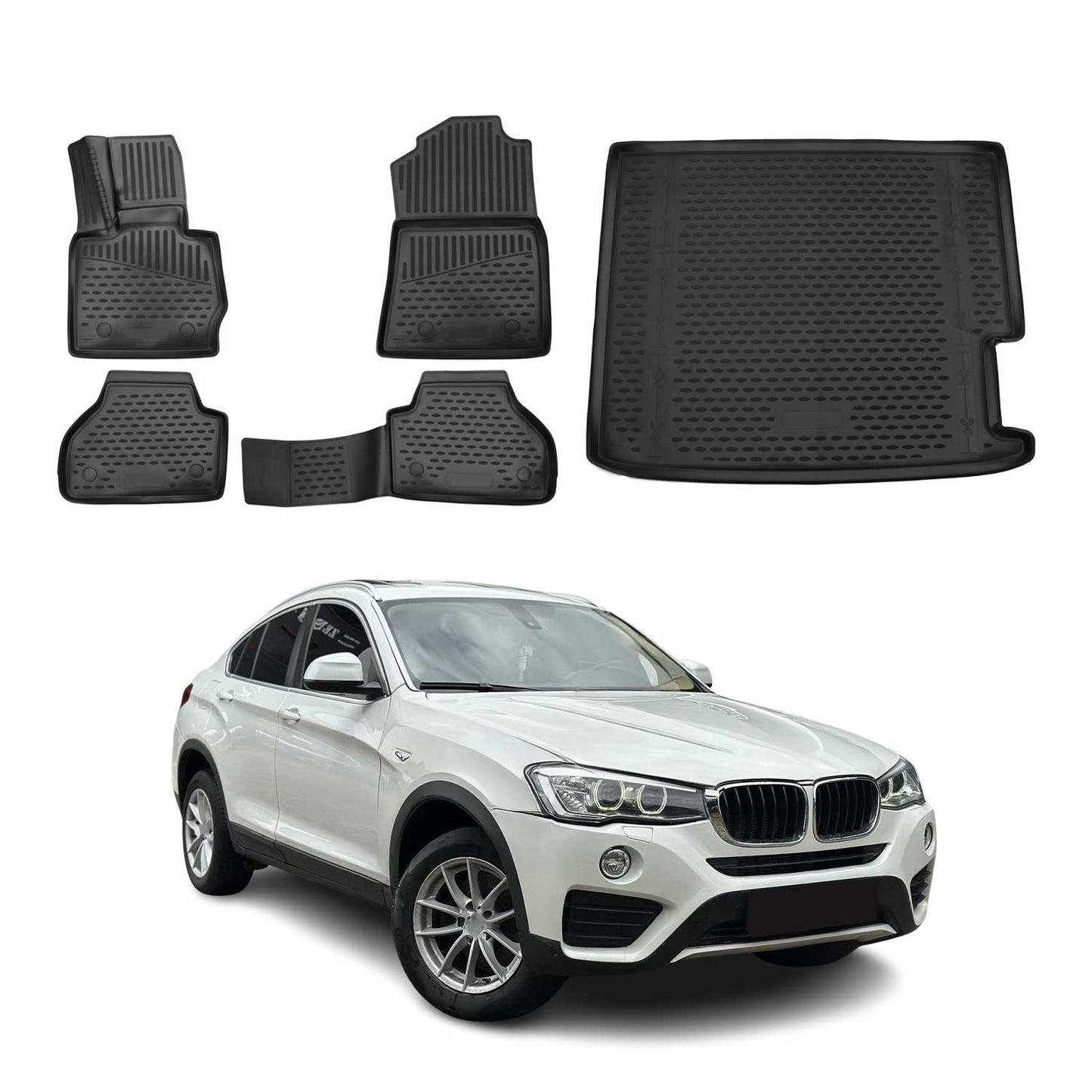 2015-2018 BMW X4 F26 Floor Mats & Cargo Liner Full Set All Weather Black