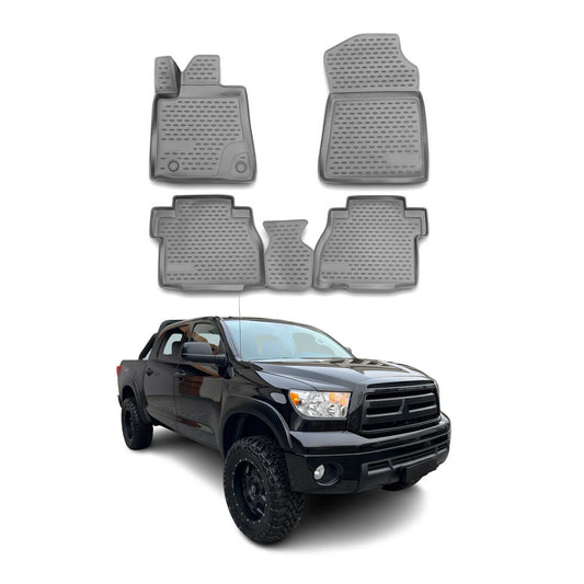 2007-2013 Toyota Tundra Double Cab Floor Mats Liners Full Set All Weather Gray