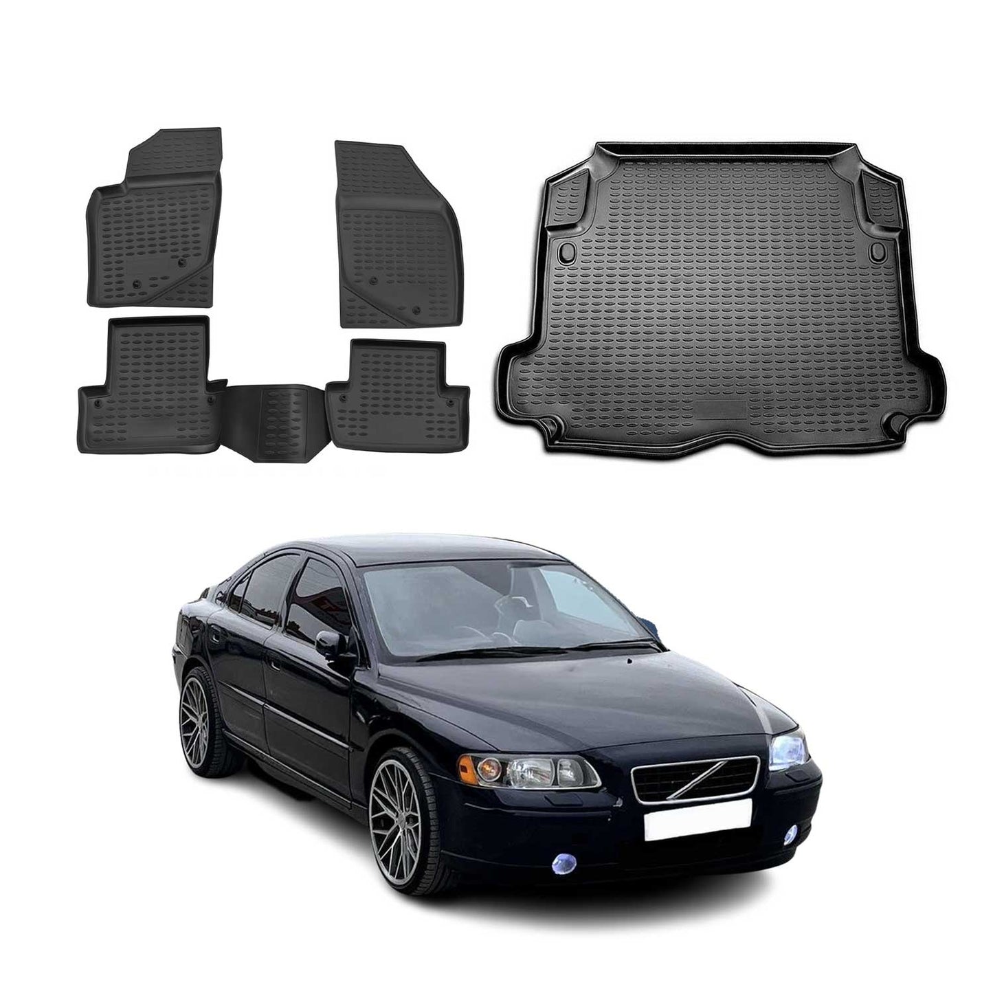 2001-2009 Volvo S60 Floor Mats & Cargo Liner Full Set All Weather Black