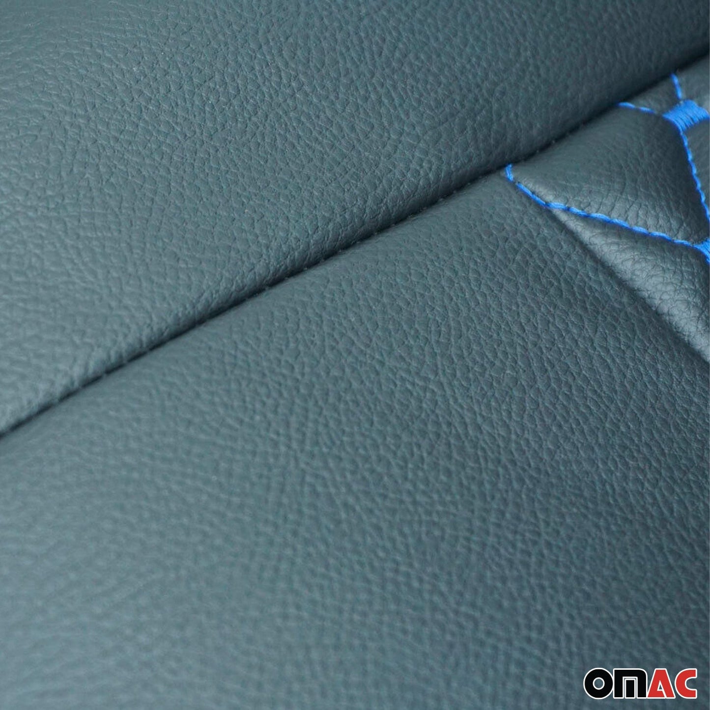 OMAC Leather Front Car Seat Covers Protector for Ford Transit 2015-2024 Black Blue 2626321SM1-SET