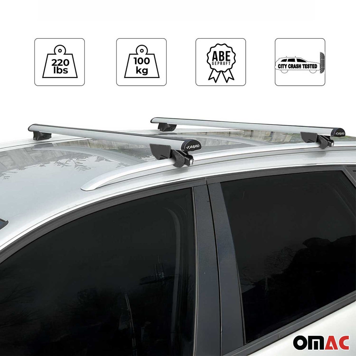 220 Lbs Luggage Roof Rack Cross Bars for Audi A4 Wagon 2009-2016 Gray 2Pcs