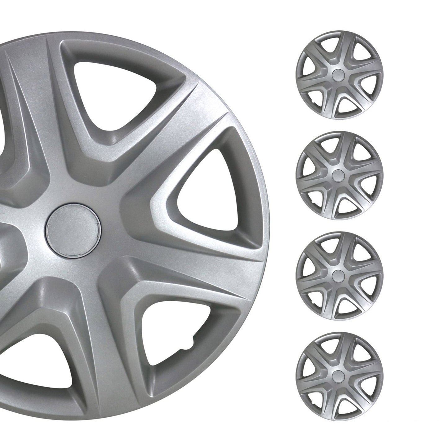 OMAC 15" 4x Wheel Covers Hubcaps for Nissan Versa ABS Silver U030027