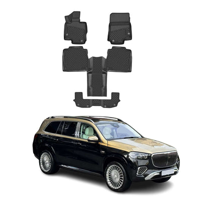 2020-2025 Mercedes GLS Class X167 Floor Mats Liners Full Set All Weather 6 Passenger Black