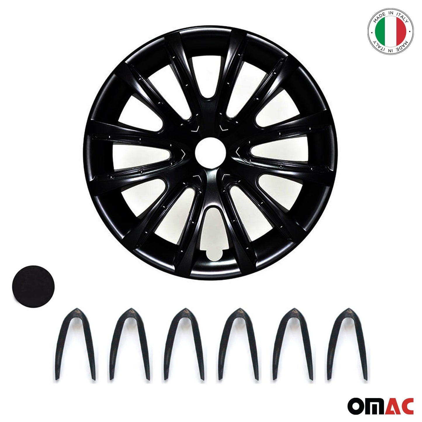 Bicolo Hub Caps Wheel Cover 15" Black Matt & Black Full Set 4 pcs.