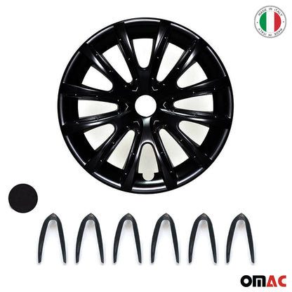Bicolo Hub Caps Wheel Cover 15" Black Matt & Black Full Set 4 pcs.