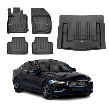 2019-2024 Volvo S60 Premium Floor Mats & Cargo Liner Full Set All Weather Heavy Duty Black