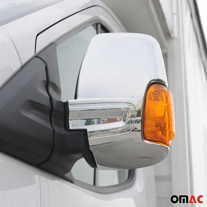 OMAC Side Mirror Cover Caps Fits Ford Transit 2015-2024 Steel Chrome Silver 2 Pcs 2626111