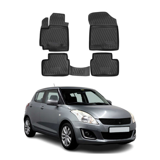 2010-2017 Suzuki Swift Floor Mats Liners Full Set All Weather Black