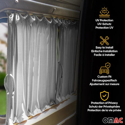 2014-2025 RAM ProMaster L1 L2 SWB Side Window Curtain Double Sliding Gray