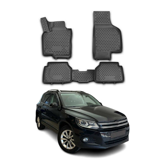 2009-2018 VW Tiguan Floor Mats Liners Full Set All Weather Black