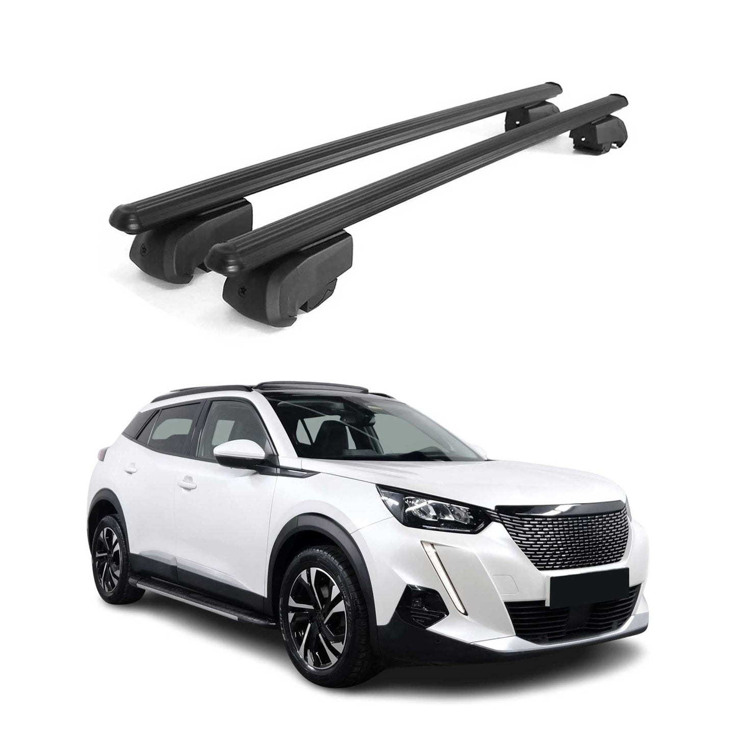 2020-2024 Peugeot 2008 Roof Rack Cross Bars Black