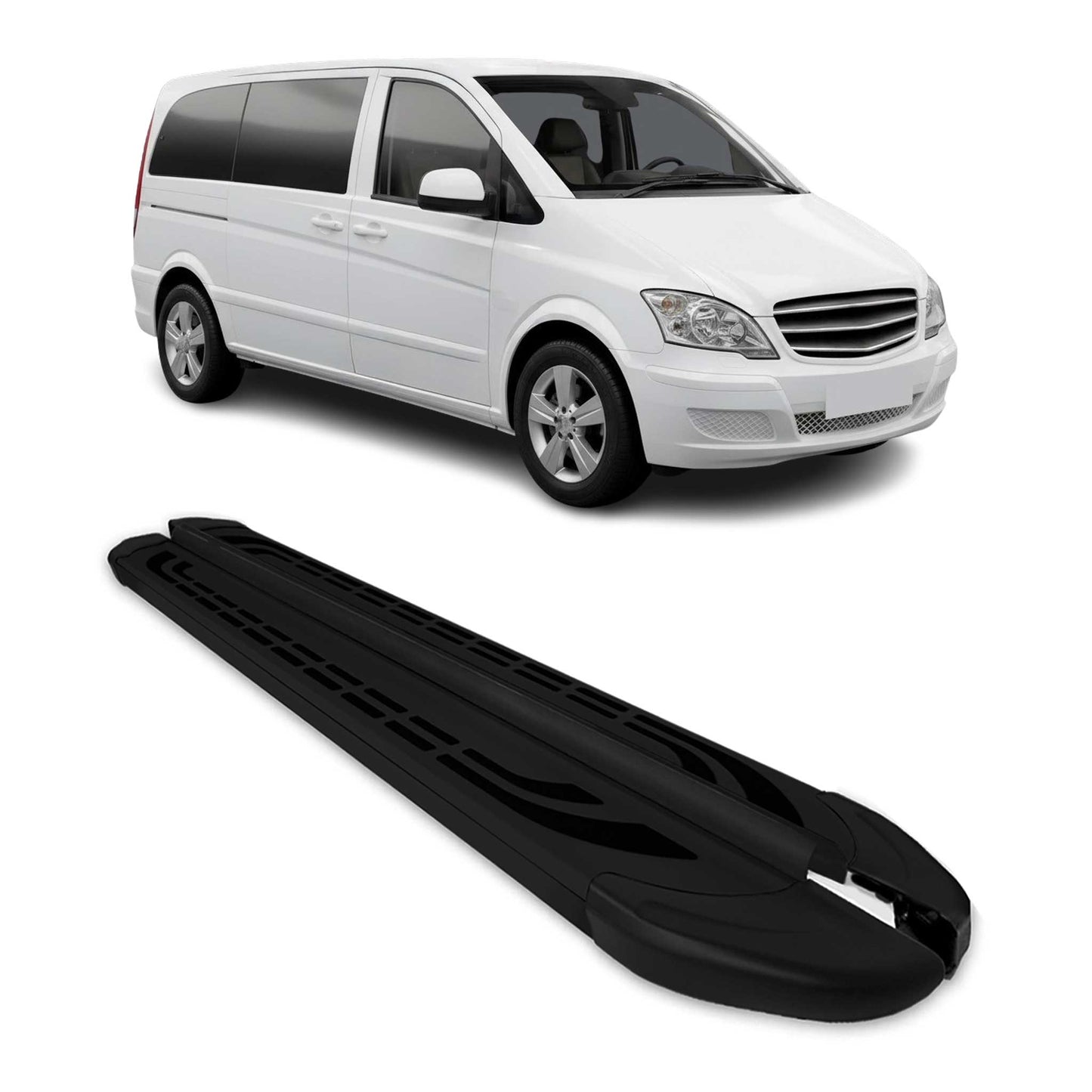 2003-2014 Mercedes Vito W639 L1/L2 Running Boards Side Steps Silver & Black