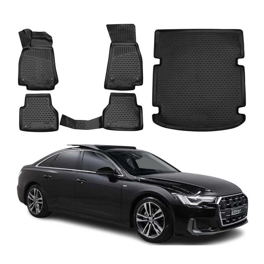 2019-2024 Audi A6 Sedan Floor Mats & Cargo Liner Full Set All Weather Black