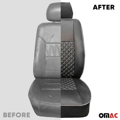 OMAC Leather Front Car Seat Covers Protector for Ford Transit 2015-2024 Black White 2626321SB1-SET